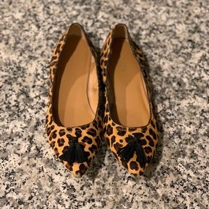 J Crew, calf hair, leopard print flats, size 8